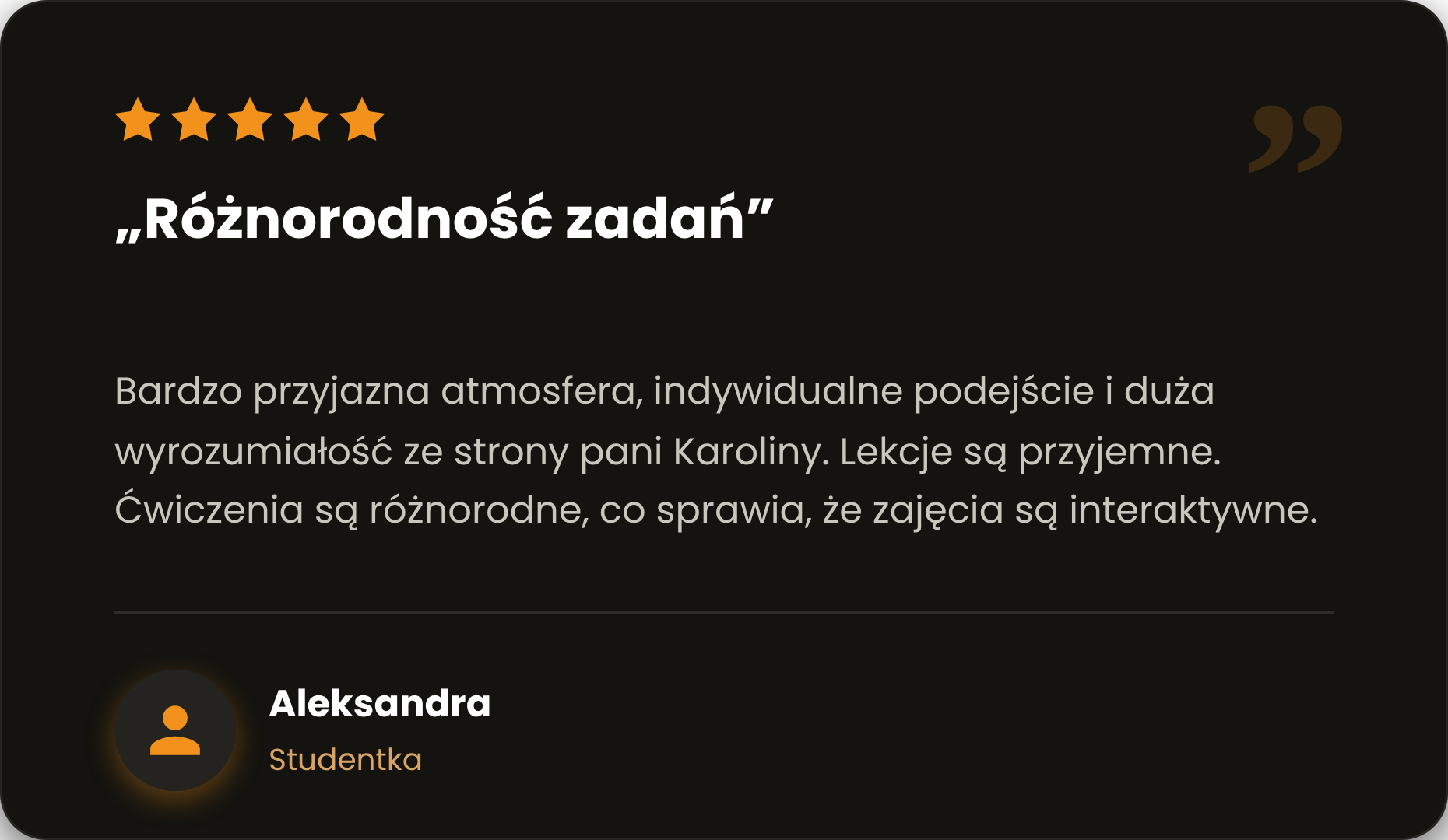 Home testimonial aleksandra